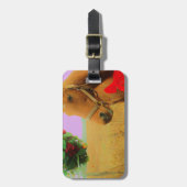 レトロピンクスカイクリスマスホース ラゲッジタグ (正面縦)