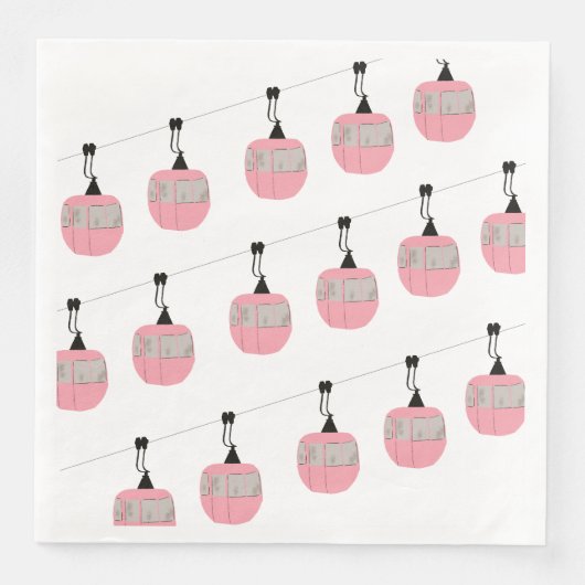 レトロピンクスキーゴンドラリフトスキーヤー (正面)