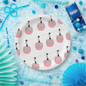 レトロピンクスキーゴンドラリフトスキーヤー ペーパープレート (パーティー)