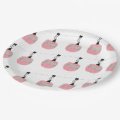 レトロピンクスキーゴンドラリフトスキーヤー ペーパープレート (アングル)