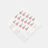 レトロピンクスキーゴンドラリフトスキーヤー 縁ありカクテルナプキン (角)