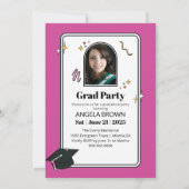 レトロピンクスクイグルウェーブ卒業招待状 案内状 (裏面)