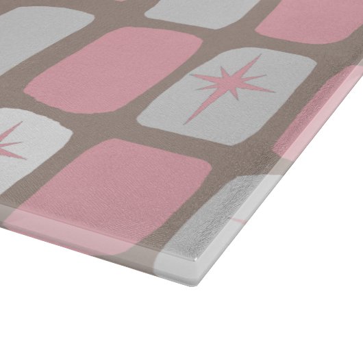 レトロピンクスターバストガラス切断板 カッティングボード (角)