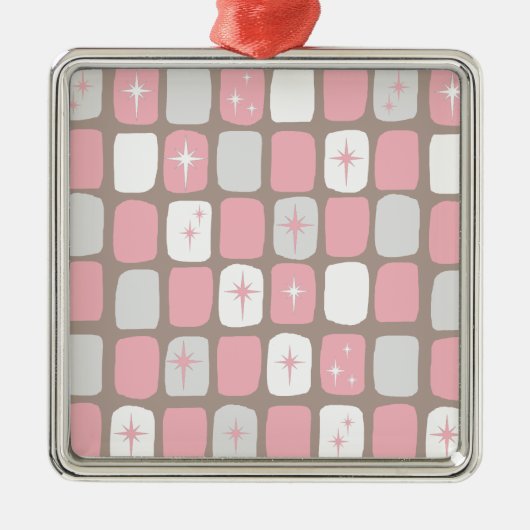 レトロピンクスターバストクリスマスオーナメント メタルオーナメント (正面)