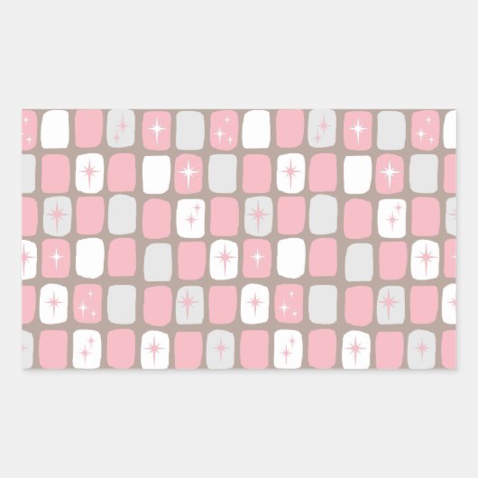 レトロピンクスターバスト四角形シール 長方形シール (正面)