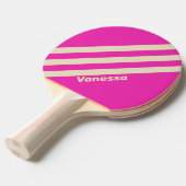 レトロピンクストライプの3つの名前 卓球ラケット (正面アングル)