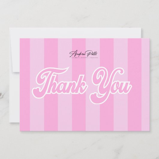 レトロピンクストライプサンキューカード サンキューカード (正面)