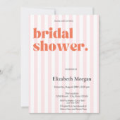 レトロピンクストライプブライダルシャワー 招待状 (正面)