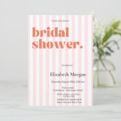 レトロピンクストライプブライダルシャワー 招待状 (スタンド正面)