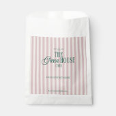 レトロピンクストライプベーカリーグリーンカフェロゴブランド フェイバーバッグ (正面)