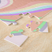 レトロピンクスワール液絵画の美的デザイン ジグソーパズル (側面)