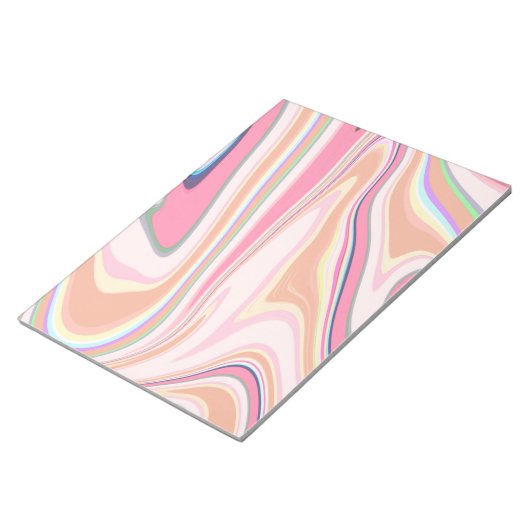 レトロピンクスワール液絵画の美的デザイン ノートパッド (アングル)
