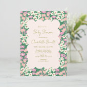レトロピンクセージボホフローラベビーシャワー 招待状 (スタンド正面)
