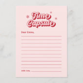 レトロピンクタイムカプセルクリスマスベビーシャワーゲーム ノートカード (正面)