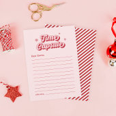 レトロピンクタイムカプセルクリスマスベビーシャワーゲーム ノートカード