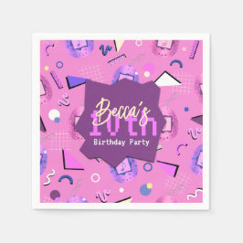 レトロピンクタマゴッチ誕生日 スタンダードカクテルナプキン