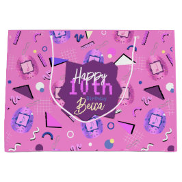 レトロピンクタマゴッチ誕生日 ラージペーパーバッグ