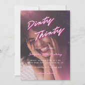 レトロピンクダーティ30歳の誕生日パーティー 招待状 (正面)