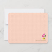 レトロピンクチューリップパステルピーチハンド図解入りの、写真付きの- ノートカード (裏面)