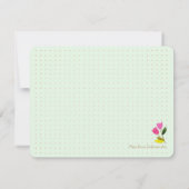 レトロピンクチューリップパステルピーチハンド図解入りの、写真付きの- ノートカード (裏面)