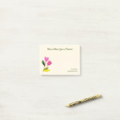 レトロピンクチューリップパステルピーチハンド図解入りの、写真付きの- ポストイット (デスク上)