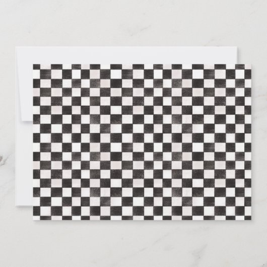 レトロピンクツーファーストレースカー2ndバースデーフォト 招待状 (裏面)