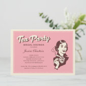 レトロピンクティーパーティの招待状 招待状 (スタンド正面)