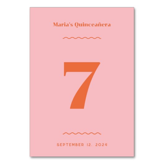 レトロピンクテーブル番号 テーブルナンバー (正面)