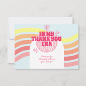 レトロピンクディスコボールインマイ誕生日時代パーティー サンキューカード (正面)