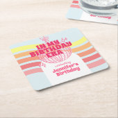 レトロピンクディスコボールインマイ誕生日時代パーティー スクエアペーパーコースター (アングル)