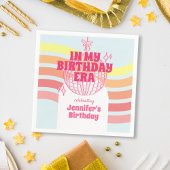 レトロピンクディスコボールインマイ誕生日時代パーティー スタンダードカクテルナプキン