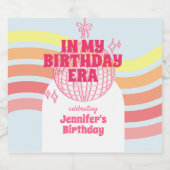 レトロピンクディスコボールインマイ誕生日時代パーティー ビールラベル (シングルラベル)