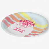 レトロピンクディスコボールインマイ誕生日時代パーティー ペーパープレート (アングル)