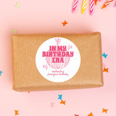 レトロピンクディスコボールインマイ誕生日時代パーティー ラウンドシール