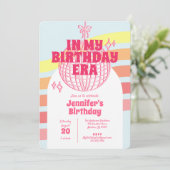 レトロピンクディスコボールインマイ誕生日時代パーティー 招待状 (スタンド正面)