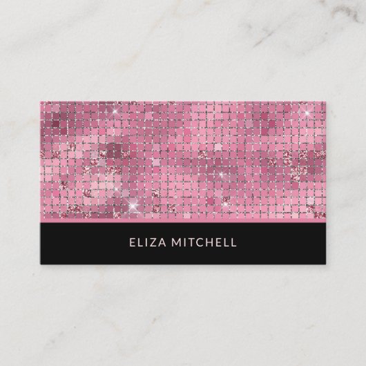 レトロピンクディスコボール鏡 | QRコード 名刺 (正面)