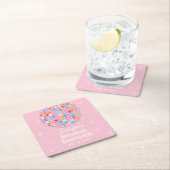 レトロピンクディスコボール70s 80sをテーマにしたブライダルシャワー スクエアペーパーコースター (インサイチュ)