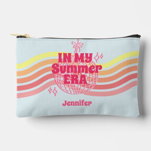 レトロピンクディスコボール アクセサリーポーチ (正面)