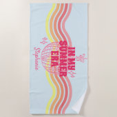 レトロピンクディスコボール ビーチタオル (正面)