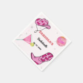 レトロピンクディスコ女性のカーボーイウェスタンバチェロレッテ スタンダードカクテルナプキン (角)