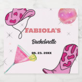 レトロピンクディスコ女性のカーボーイウェスタンバチェロレッテ スパークリングワインラベル (シングルラベル)