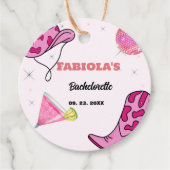 レトロピンクディスコ女性のカーボーイウェスタンバチェロレッテ フェイバータグ (正面)