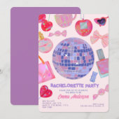 レトロピンクディスコ Y2K エステティック ブライズメイドパーティー 招待状 (正面/裏面)