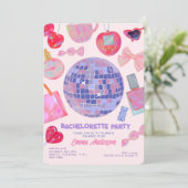レトロピンクディスコ Y2K エステティック ブライズメイドパーティー 招待状 (スタンド正面)