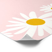 レトロピンクデイジーワンダーフル1歳の誕生日パーティー ポスター (角)