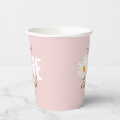 レトロピンクデイジーワンダーフル1歳の誕生日パーティー 紙コップ (左)