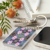 レトロピンクデイジー花柄 キーホルダー (正面右)