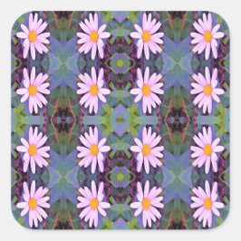 レトロピンクデイジー花柄 スクエアシール