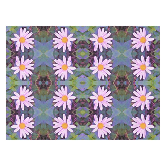 レトロピンクデイジー花柄 テーブルクロス (正面(横))