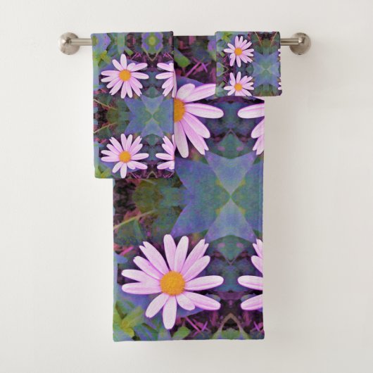 レトロピンクデイジー花柄 バスタオルセット (インサイチュ)